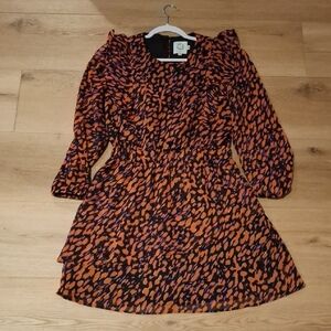 Elegant Black and Orange Long Sleeve Dress